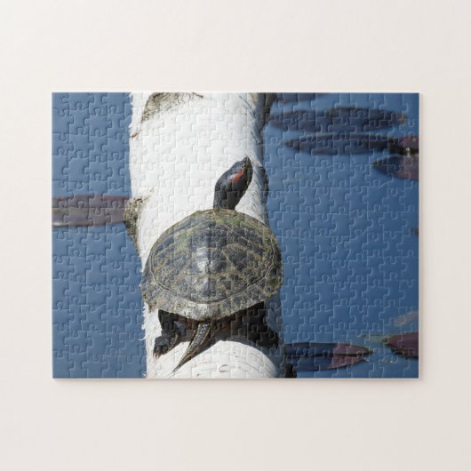 Ostermalte Schildkröte auf Birke Puzzle (Horizontal)