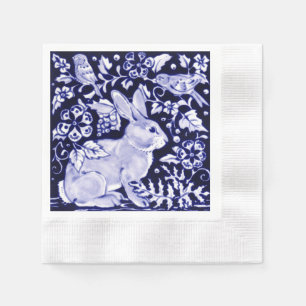 Ostermarinade Blau-Weiße Kaninchen Bunny Bird Blo Serviette