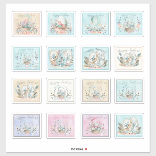 Ostermarken Bunnies Körbe Blume Niedlich Aufkleber (Blatt)