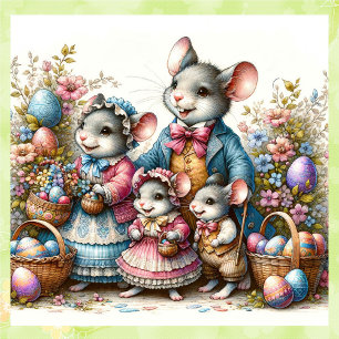 Ostermaus Familien Springtime Urlaub Spaß Quadratischer Aufkleber