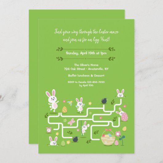 Ostermaze Ei JUNGE Einladung (Vorne/Hinten)