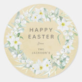 Ostermeldung Gelb + Weiß-Blumenkreuz Runder Aufkleber (Vorderseite)