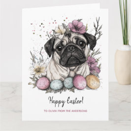 OsterMops niedlich rustikal botanisch floral Karte