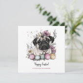 OsterMops niedlich rustikale Aquarellblüte Karte (Stehend Vorderseite)