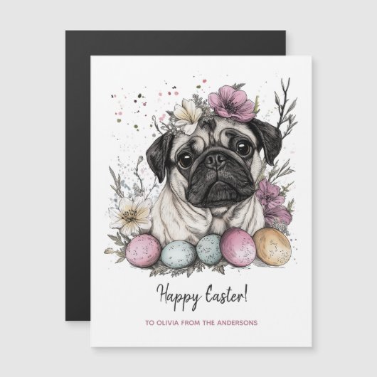 OsterMops rustikale Aquarellblüte Magnetkarte (Vorne/Hinten)