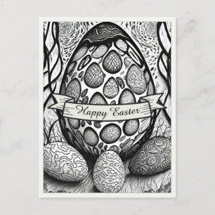 Ostermotiv b/w Cartoon mit Ostereiern 25024 Feiertagspostkarte