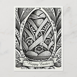 Ostermotiv b/w Cartoon mit Ostereiern 26006 Feiertagspostkarte