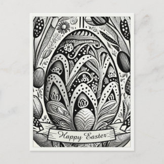 Ostermotiv b/w Cartoon mit Ostereiern 52158 Feiertagspostkarte