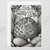 Ostermotiv b/w Cartoon mit Ostereiern 97330 (Vorne/Hinten)