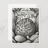 Ostermotiv b/w Cartoon mit Ostereiern 97330 (Vorne/Hinten)