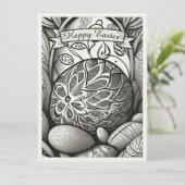 Ostermotiv b/w Cartoon mit Ostereiern 97330 (Stehend Vorderseite)