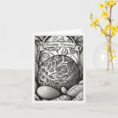 Ostermotiv b/w Cartoon mit Ostereiern 97330 Karte (Gelbe Blume)