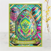 Ostermotiv-Cartoon mit Ostereier 13553 Karte (Gelbe Blume)