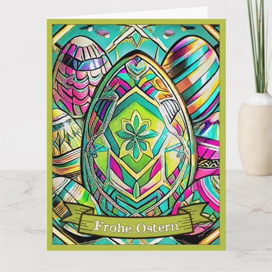Ostermotiv-Cartoon mit Ostereier 13553 Karte (Vorderseite)