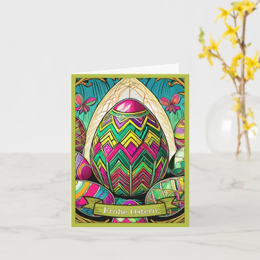 Ostermotiv Cartoon mit Ostereier 50085 Karte (Gelbe Blume)