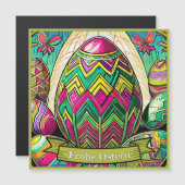 Ostermotiv Cartoon mit Ostereier 50085 Magnetkarte (Vorne/Hinten)