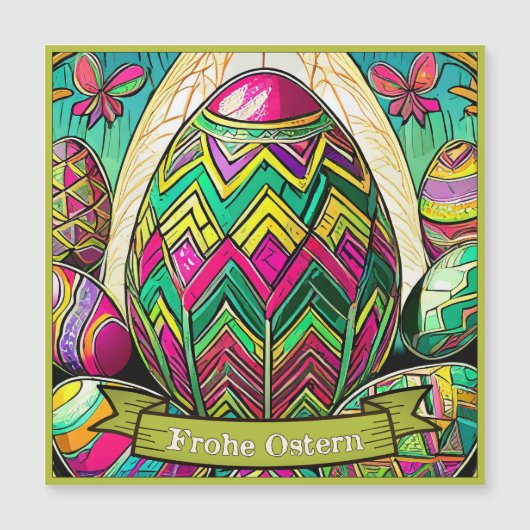 Ostermotiv Cartoon mit Ostereier 50085 Magnetkarte (Vorderseite)