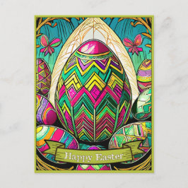 Ostermotiv Farbiger Cartoon mit Ostereiern 5008 Feiertagspostkarte