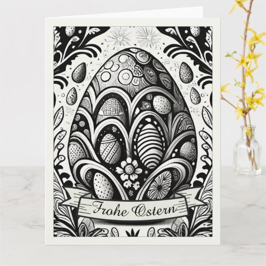 Ostermotiv monochrome Cartoon mit Ostereier 10756 Karte (Gelbe Blume)