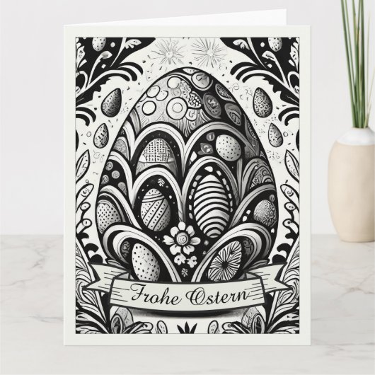 Ostermotiv monochrome Cartoon mit Ostereier 10756 Karte (Vorderseite)