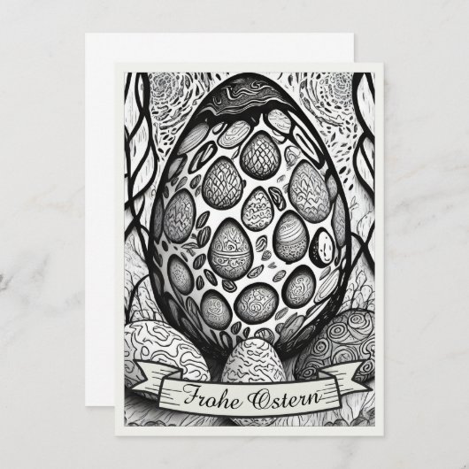 Ostermotiv monochrome Cartoon mit Ostereier 25024 (Vorne/Hinten)