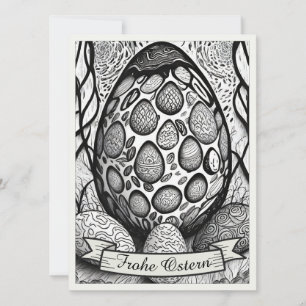 Ostermotiv monochrome Cartoon mit Ostereier 25024
