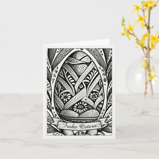 Ostermotiv monochrome Cartoon mit Ostereier 26006 Karte (Gelbe Blume)