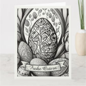 Ostermotiv monochrome Cartoon mit Ostereier 35730 Karte (Vorderseite)