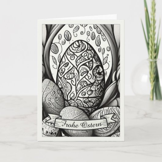 Ostermotiv monochrome Cartoon mit Ostereier 35730 Karte (Vorderseite)