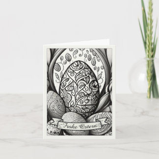 Ostermotiv monochrome Cartoon mit Ostereier 35730 Karte