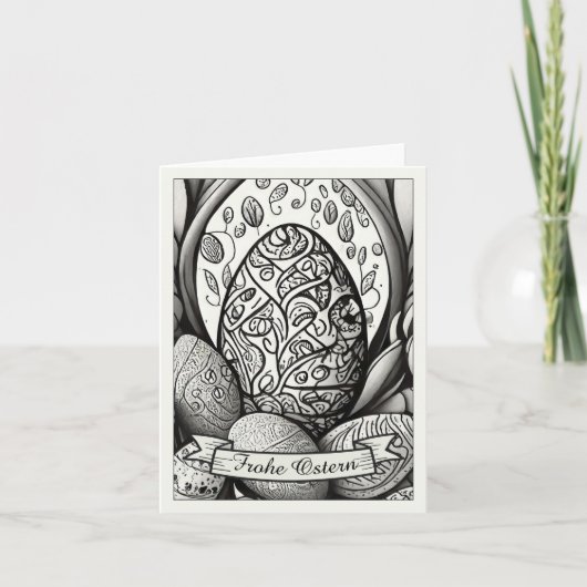 Ostermotiv monochrome Cartoon mit Ostereier 35730 Karte (Vorderseite)