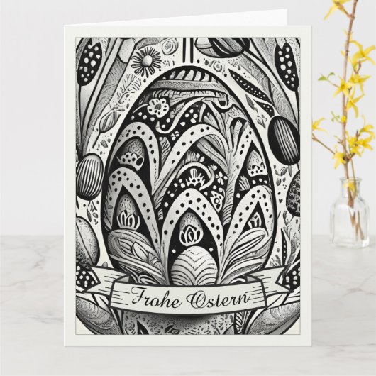 Ostermotiv monochrome Cartoon mit Ostereier 52158 Karte (Gelbe Blume)