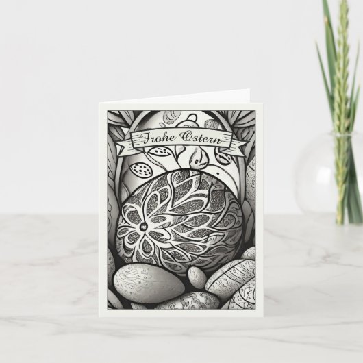 Ostermotiv monochrome Cartoon mit Ostereier 97330 Karte (Vorderseite)