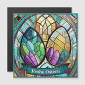 Ostermotiv Stoff Cartoon mit Ostereier 56019 Magnetkarte (Vorne/Hinten)