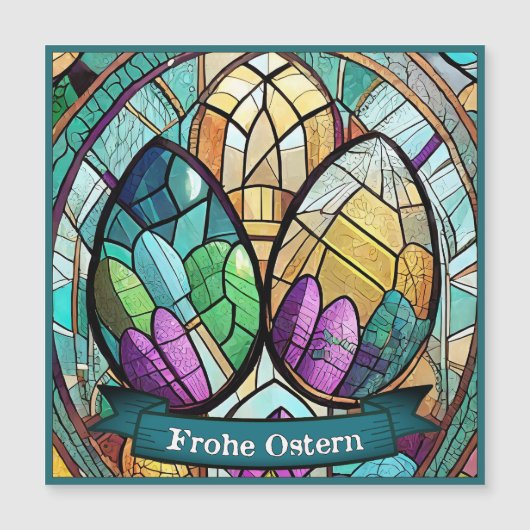 Ostermotiv Stoff Cartoon mit Ostereier 56019 Magnetkarte (Vorderseite)