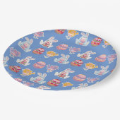 Ostermuster Blau-Grau-Papier-Teller Pappteller (Schrägansicht)