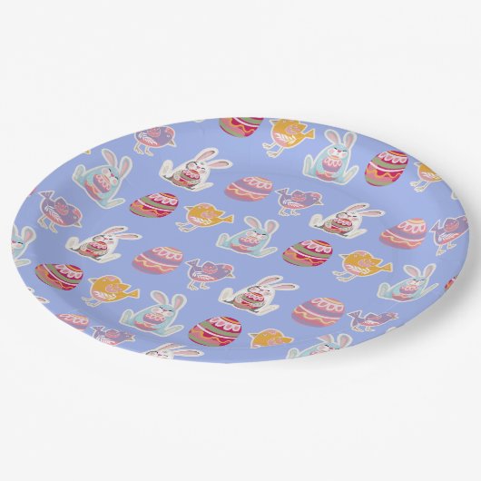 Ostermuster Blau Lila Paper Teller (Schrägansicht)