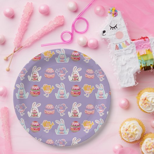 Ostermuster glänzende Traubenpapier-Teller Pappteller (Party)