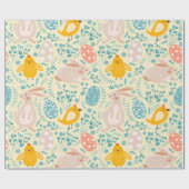 Ostermuster mit Eiern, Hasen, Küken, Blume Geschenkpapier (Flach)
