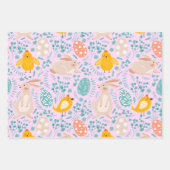 Ostermuster mit Eiern, Hasen, Küken, Blume Geschenkpapier Set (Vorderseite 3)