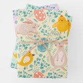 Ostermuster mit Eiern, Hasen, Küken, Blume Geschenkpapier Set (Beispiel)