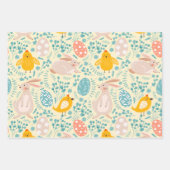 Ostermuster mit Eiern, Hasen, Küken, Blume Geschenkpapier Set (Vorderseite)