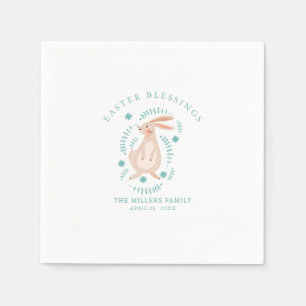 Ostermuster mit Eiern, Hasen, Küken, Blume Serviette