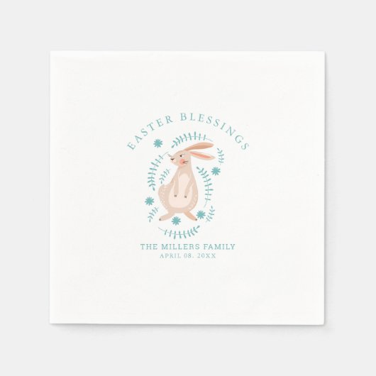 Ostermuster mit Eiern, Hasen, Küken, Blume Serviette (Vorderseite)