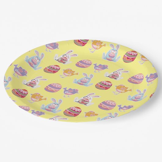 Ostermuster Pastellgelbe Teller (Schrägansicht)