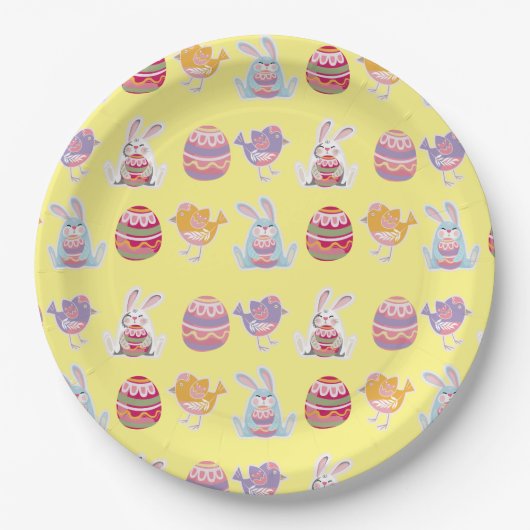 Ostermuster Pastellgelbe Teller (Vorderseite)