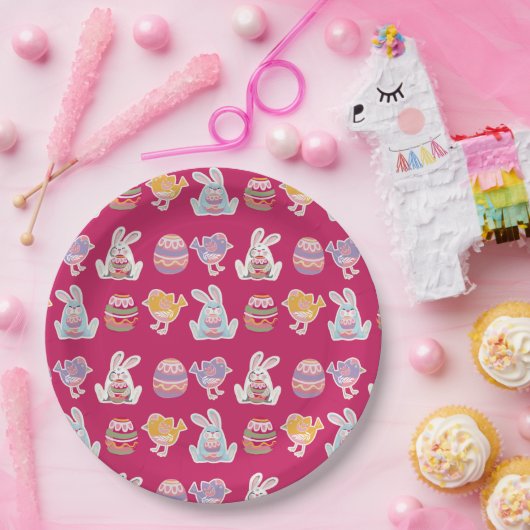 Ostermuster Rose Rotes Papier Teller (Party)