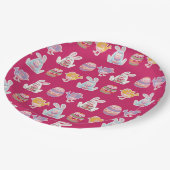 Ostermuster Rose Rotes Papier Teller (Schrägansicht)