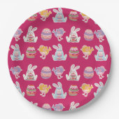 Ostermuster Rose Rotes Papier Teller (Vorderseite)