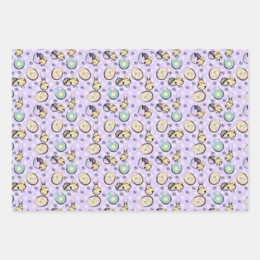 Ostermuster Zeichnend und pastellfarbenes Ostermus Geschenkpapier Set (Vorderseite)